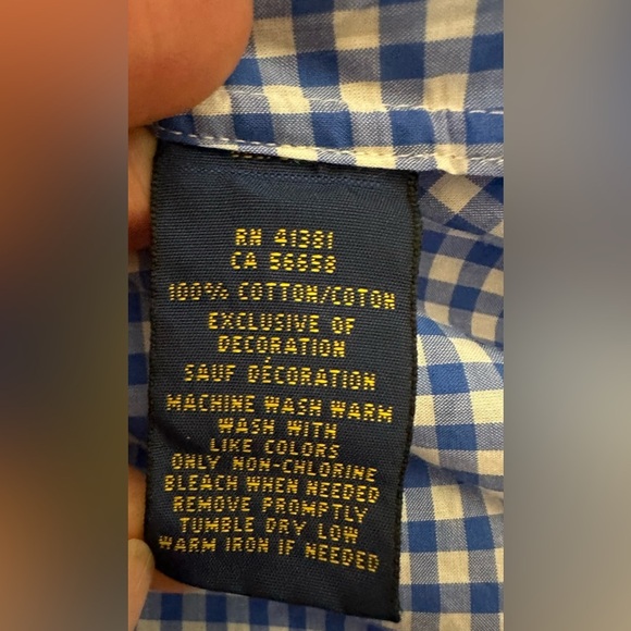 Polo by Ralph Lauren Blue Button Down Shirt Classic Gingham - Picture 3 of 6